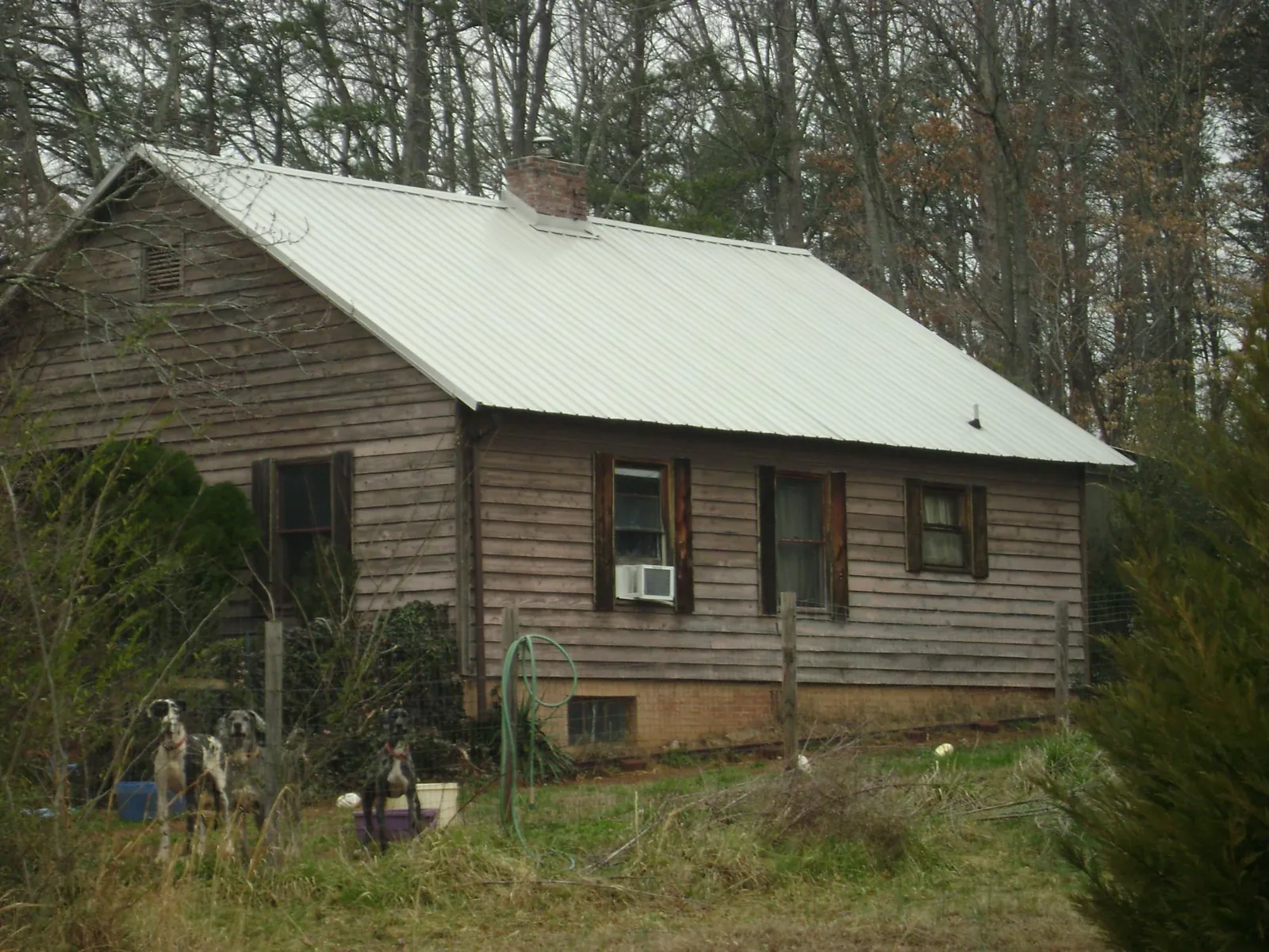 White metal roof on an old wood sided farmhouse, from a Metal Roof Installation job in Merritt Island